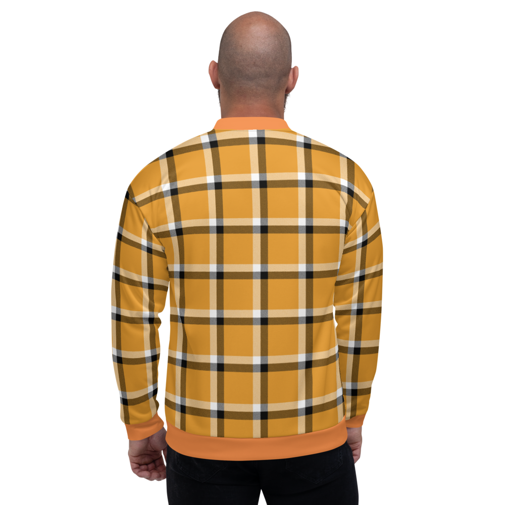 Light Orange Plaid Bomber Jacket mockup