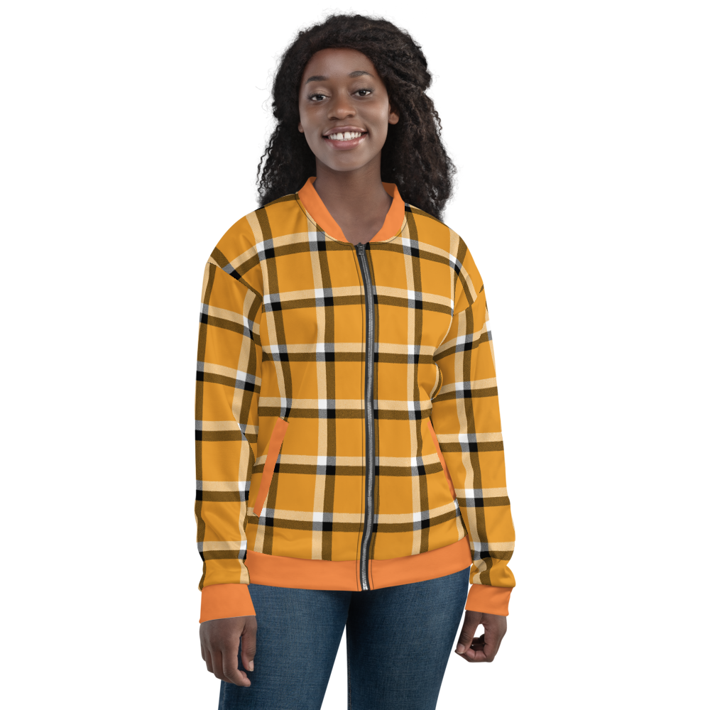 Light Orange Plaid Bomber Jacket mockup