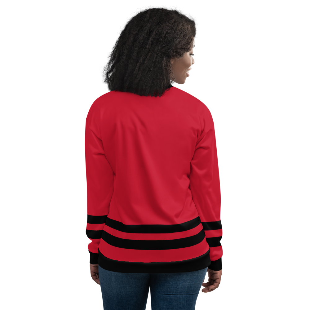 Red Stripe Bomber Jacket mockup