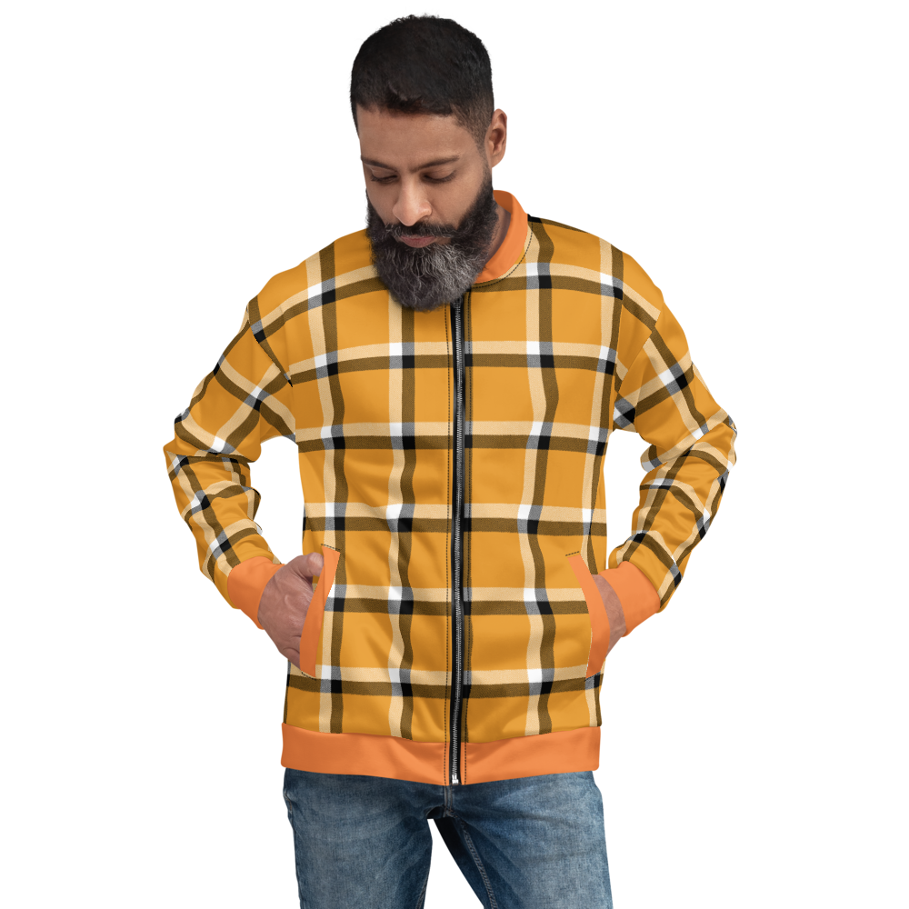 Light Orange Plaid Bomber Jacket mockup